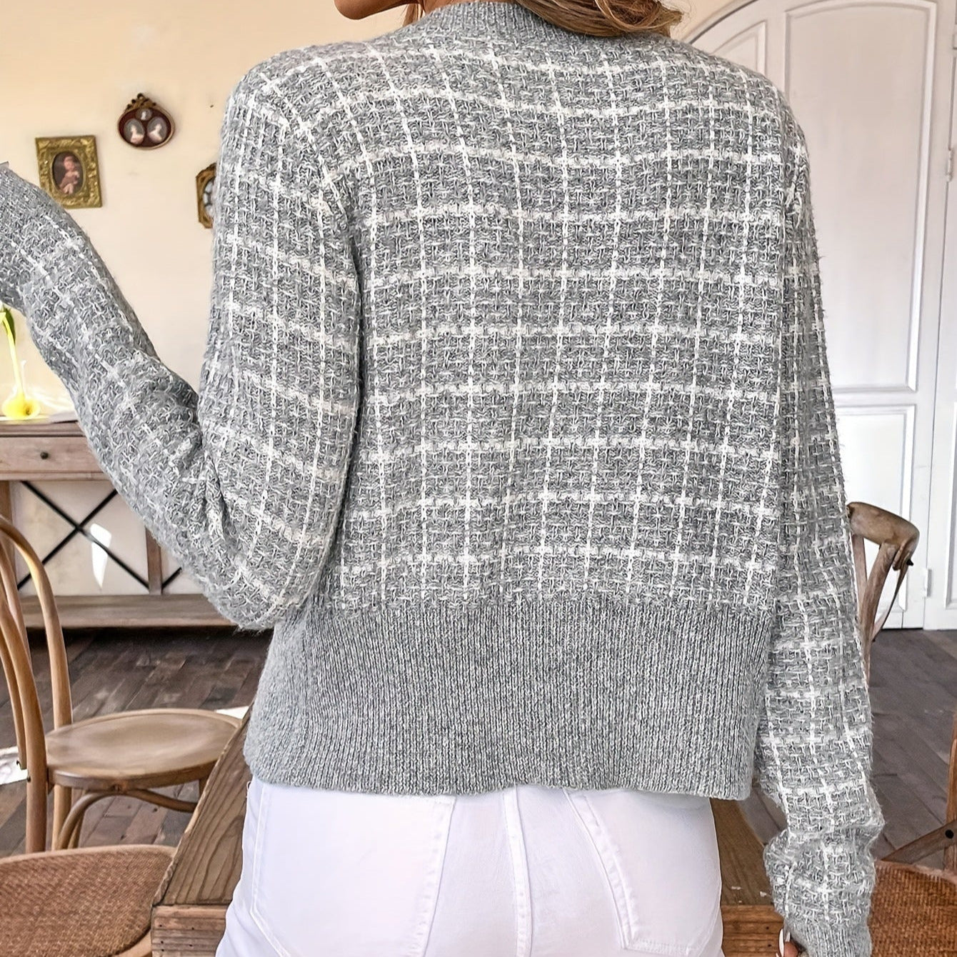 Donna - Cardigan a quadri - Chiusura con bottoni