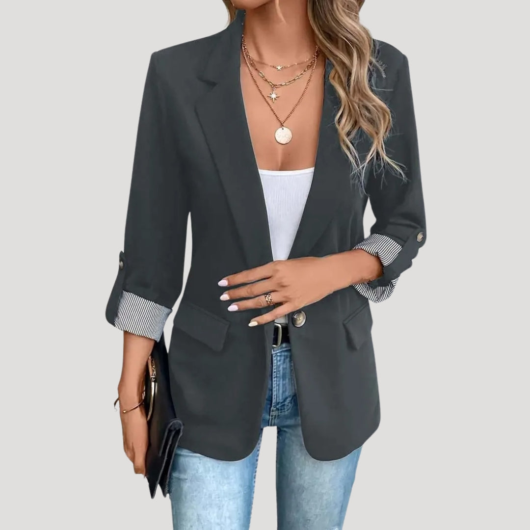 Donna - Blazer classico - Taglio sartoriale con maniche arrotolabili - Stile chic da ufficio