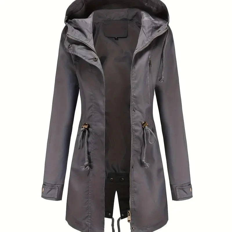 Donna - Trench a maniche lunghe con cappuccio - Impermeabile