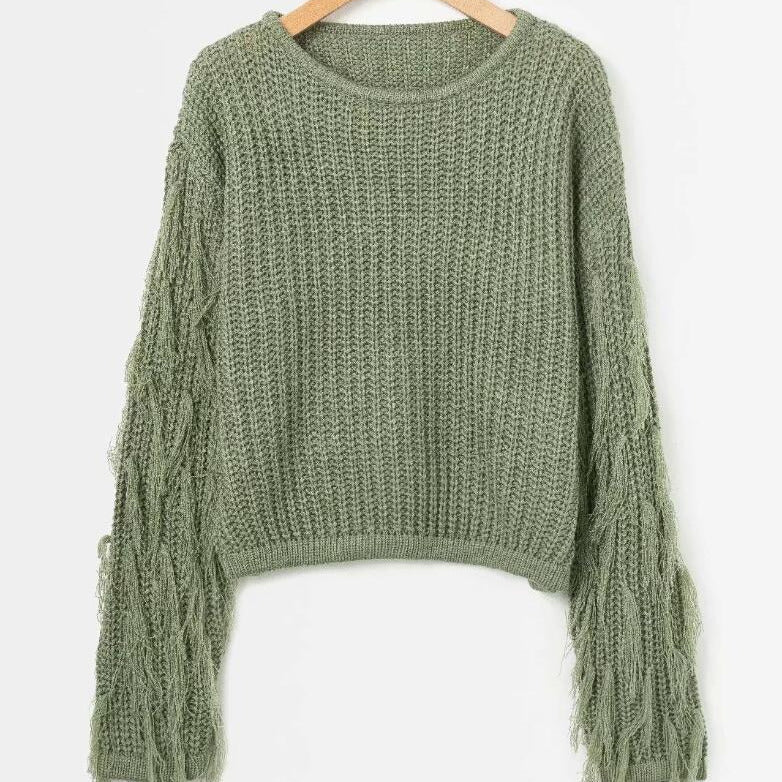 Donna - Maglia accogliente - Maniche con frange