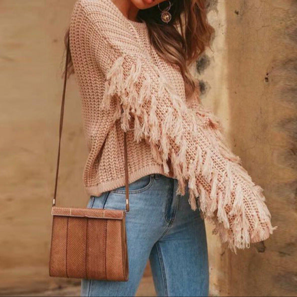 Donna - Maglia accogliente - Maniche con frange