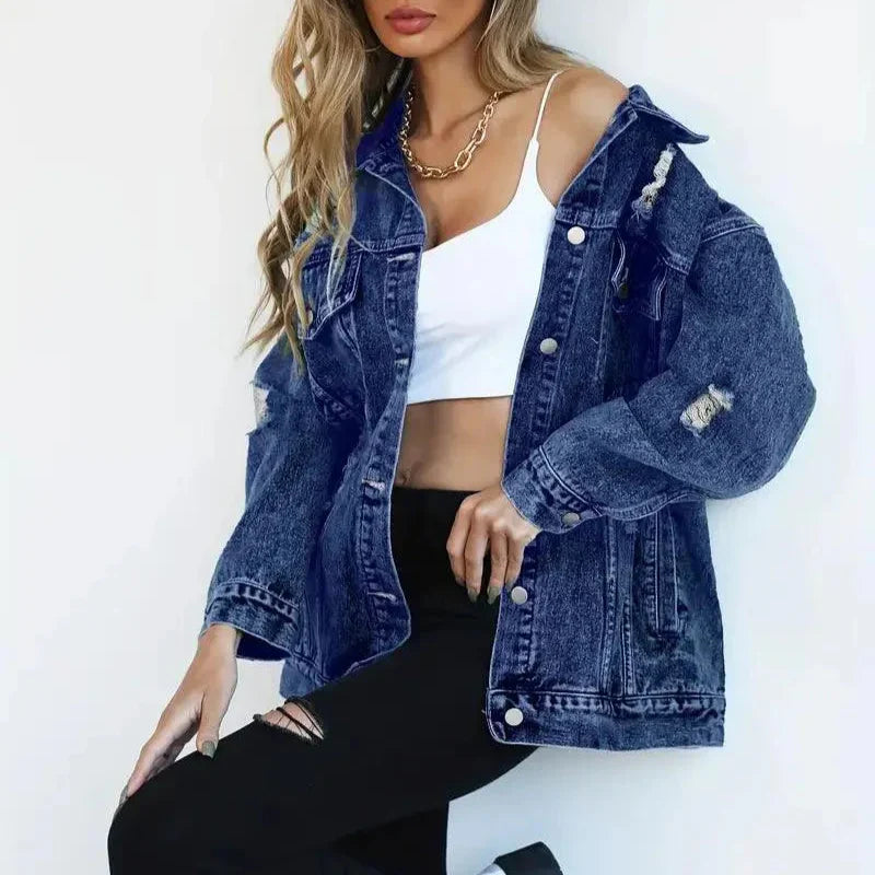 Donna - Giacca di jeans oversize - Stile casual chic - Moda versatile