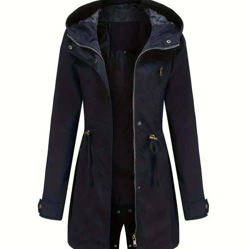 Donna - Trench a maniche lunghe con cappuccio - Impermeabile