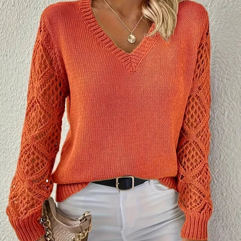 Donna - Maglia con scollo a V - Tessuto misto acrilico