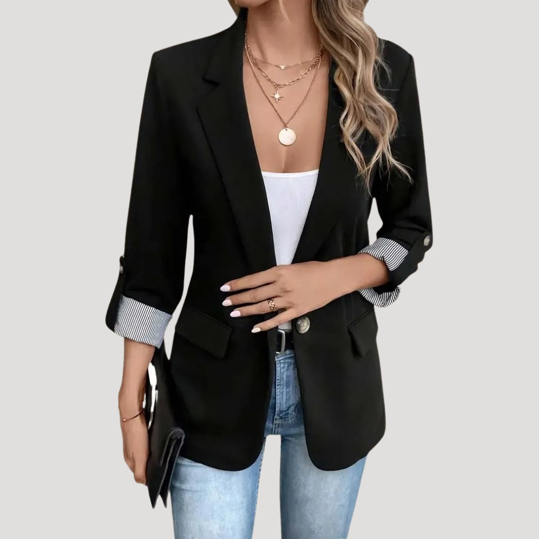 Donna - Blazer classico - Taglio sartoriale con maniche arrotolabili - Stile chic da ufficio
