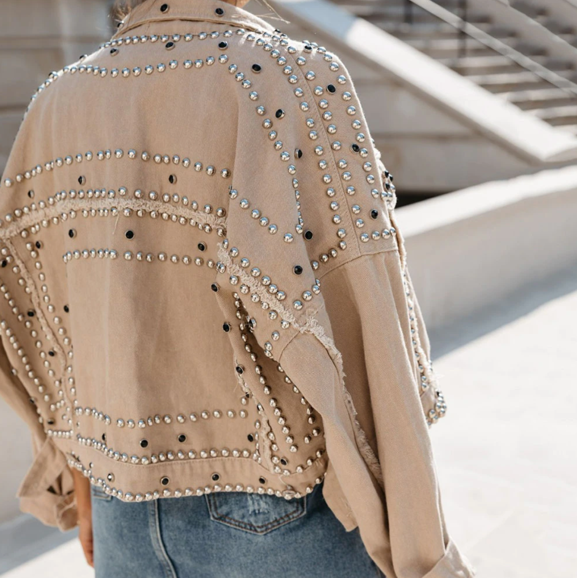 Donna - Bomber con borchie - Fronte bottoni