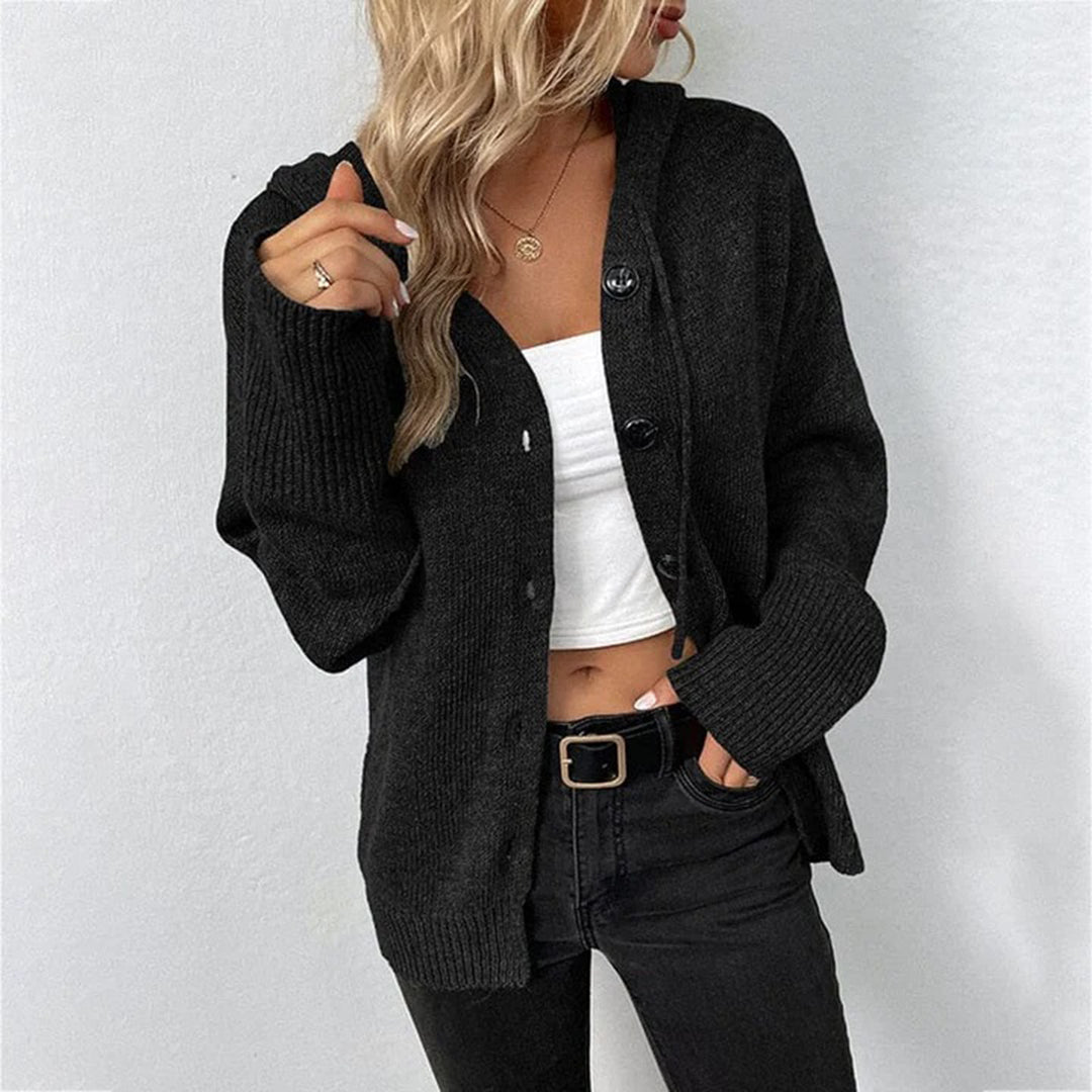 Donna - Cardigan in maglia con cappuccio - Accogliente ed elegante