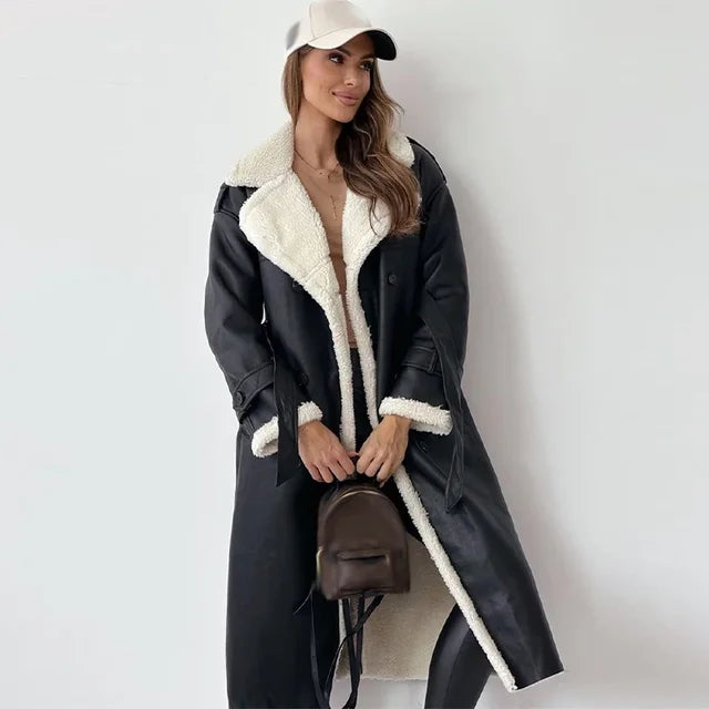 Donna - Cappotto invernale lungo e caldo - Stile abbottonato
