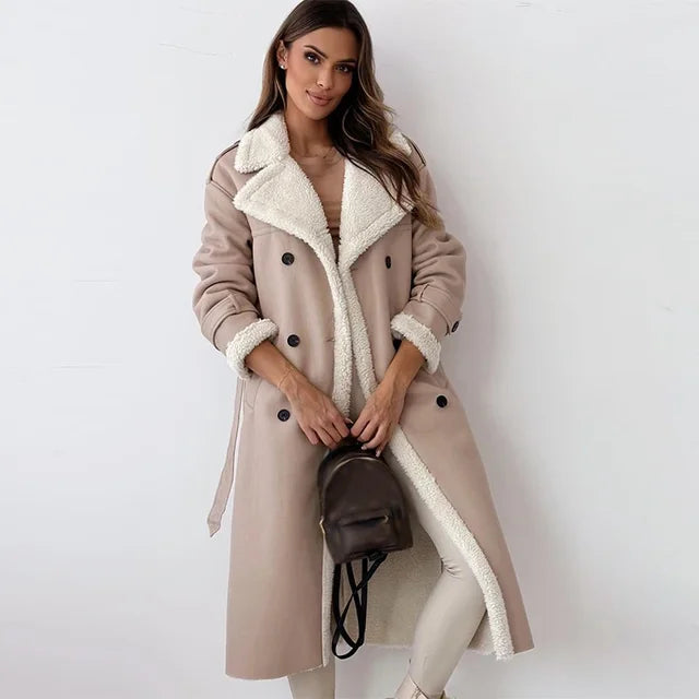 Donna - Cappotto invernale lungo e caldo - Stile abbottonato