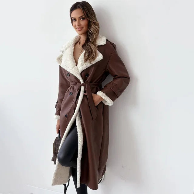 Donna - Cappotto invernale lungo e caldo - Stile abbottonato