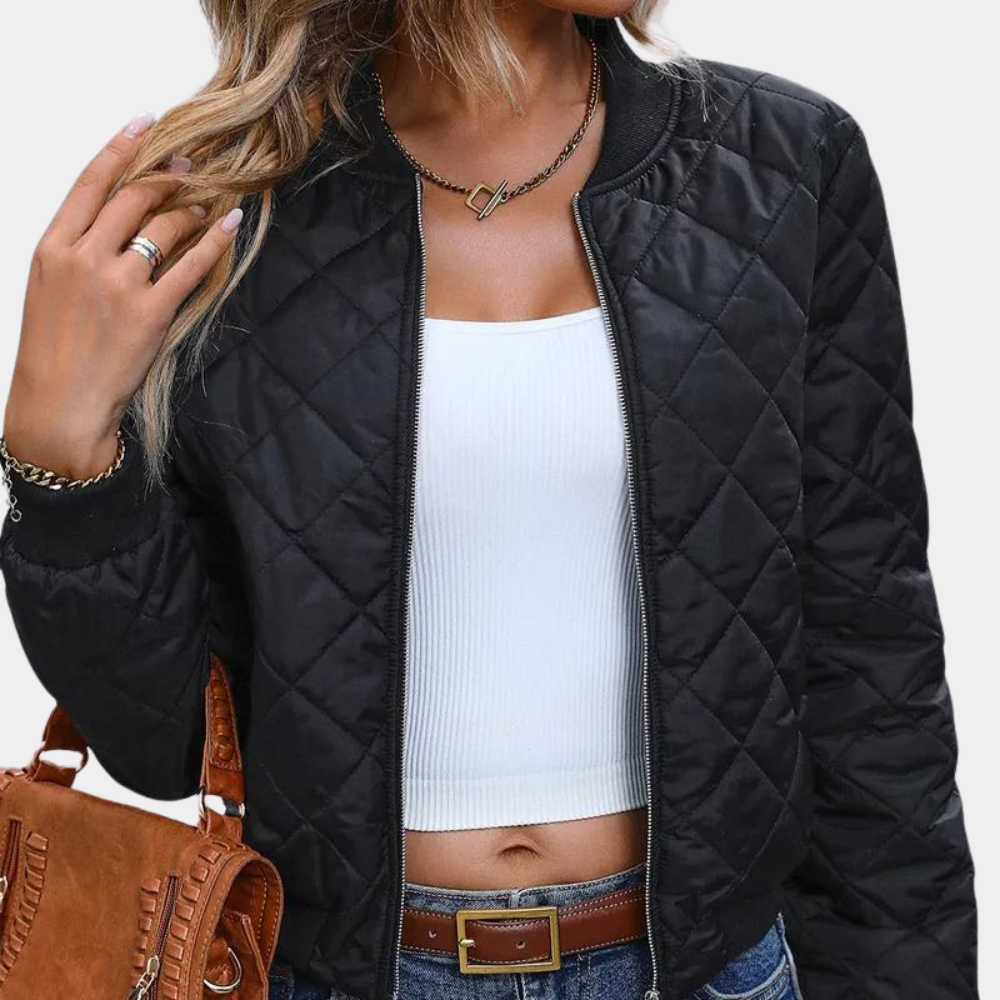 Donna - Bomber nero - Design trapuntato