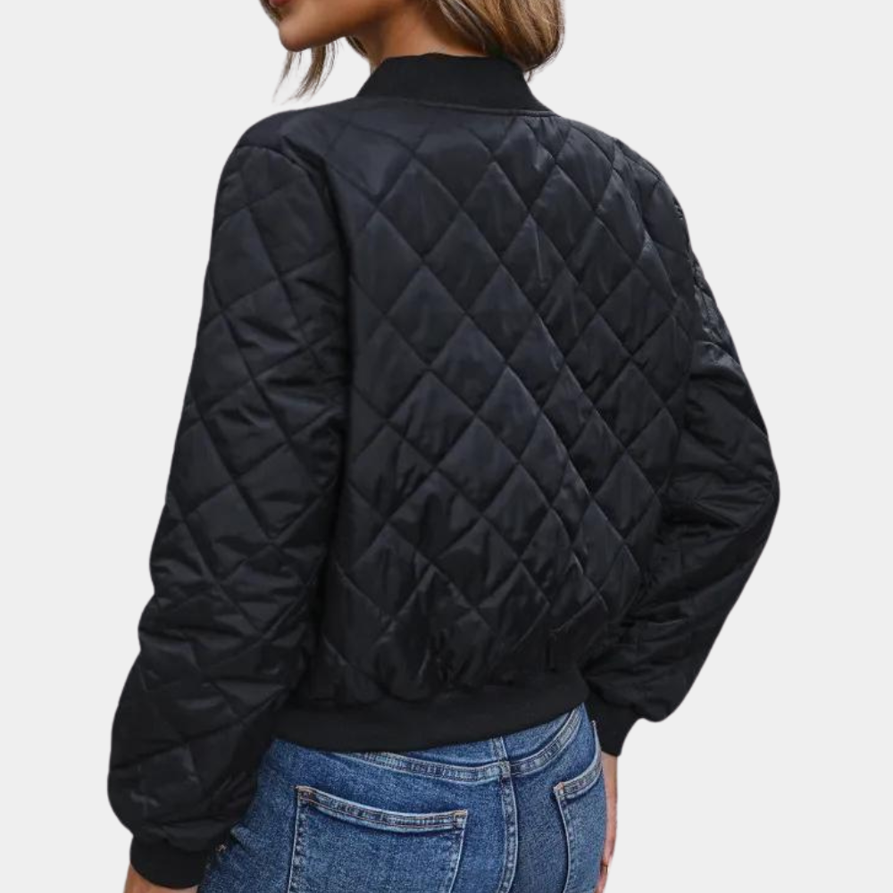 Donna - Bomber nero - Design trapuntato