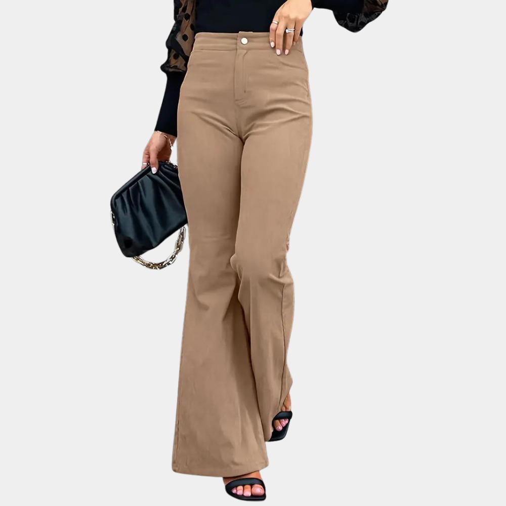 Donna - Pantaloni svasati a vita alta - Stile velluto a coste