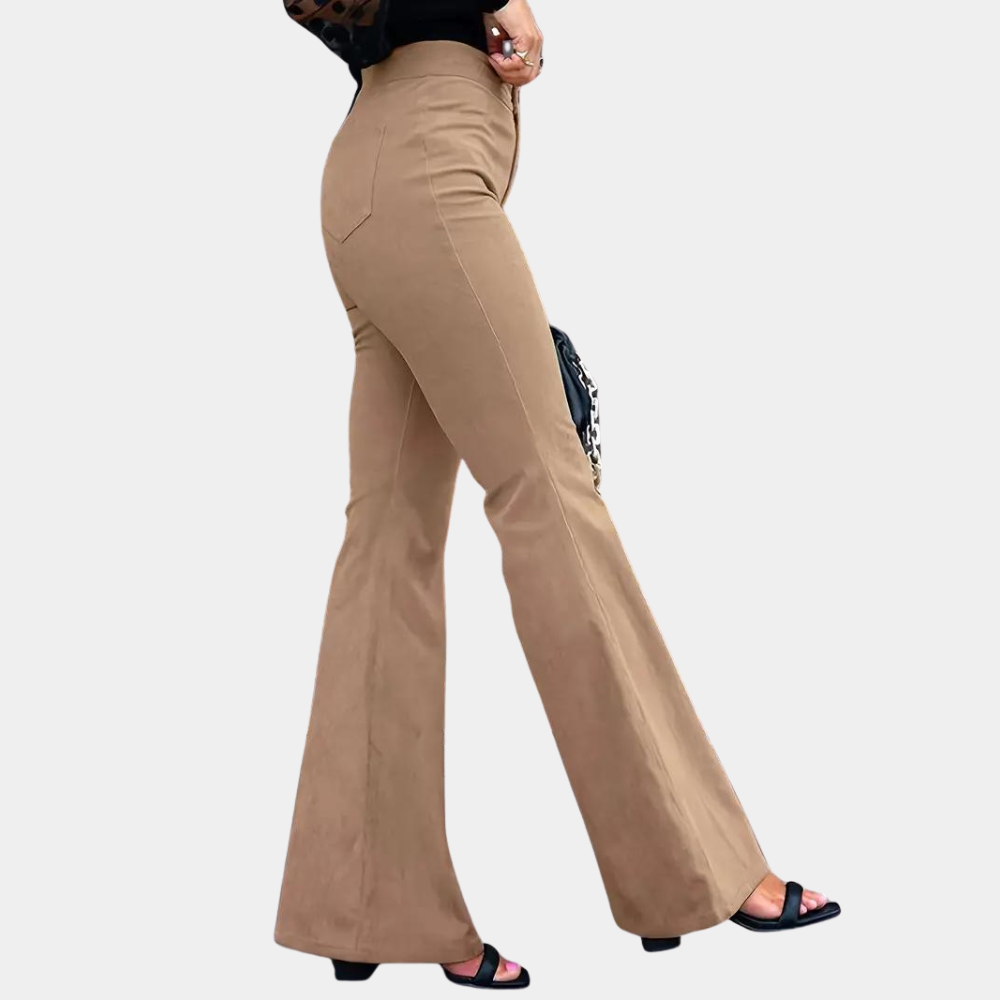 Donna - Pantaloni svasati a vita alta - Stile velluto a coste