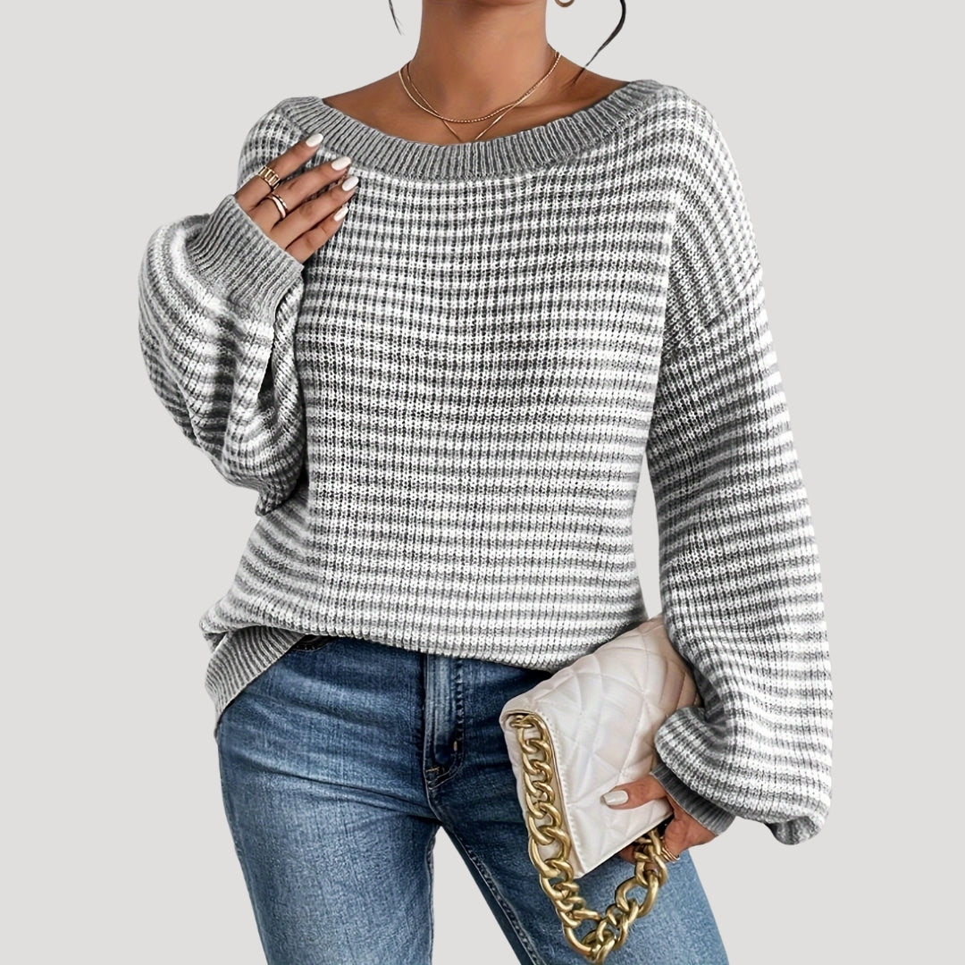 Donna - Maglia a righe fuori misura - Stile morbido