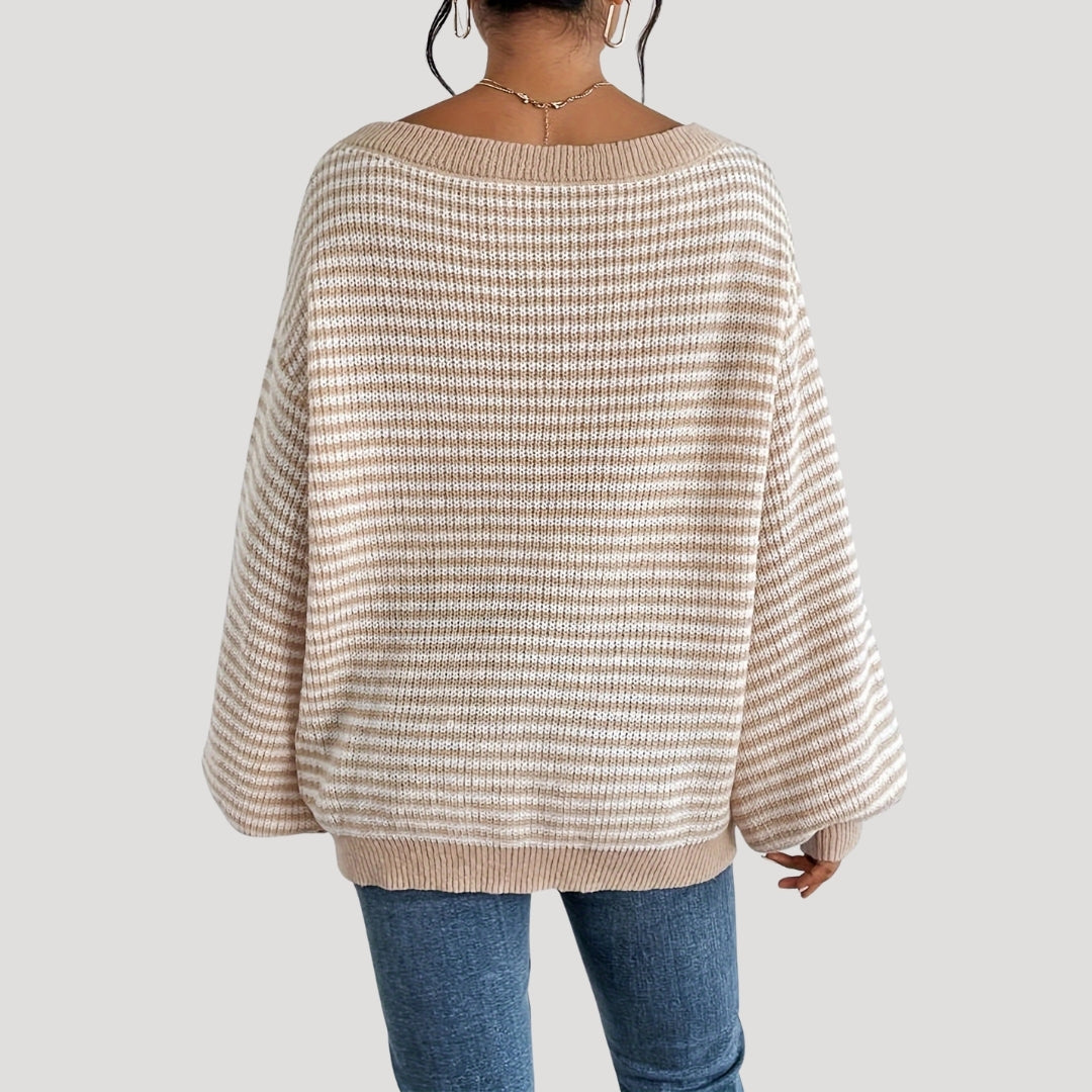 Donna - Maglia a righe fuori misura - Stile morbido
