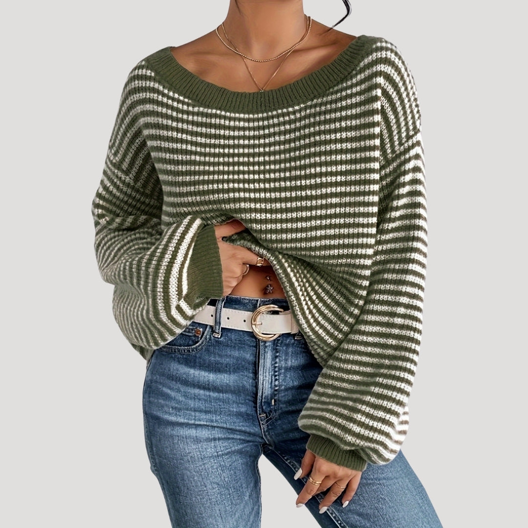 Donna - Maglia a righe fuori misura - Stile morbido