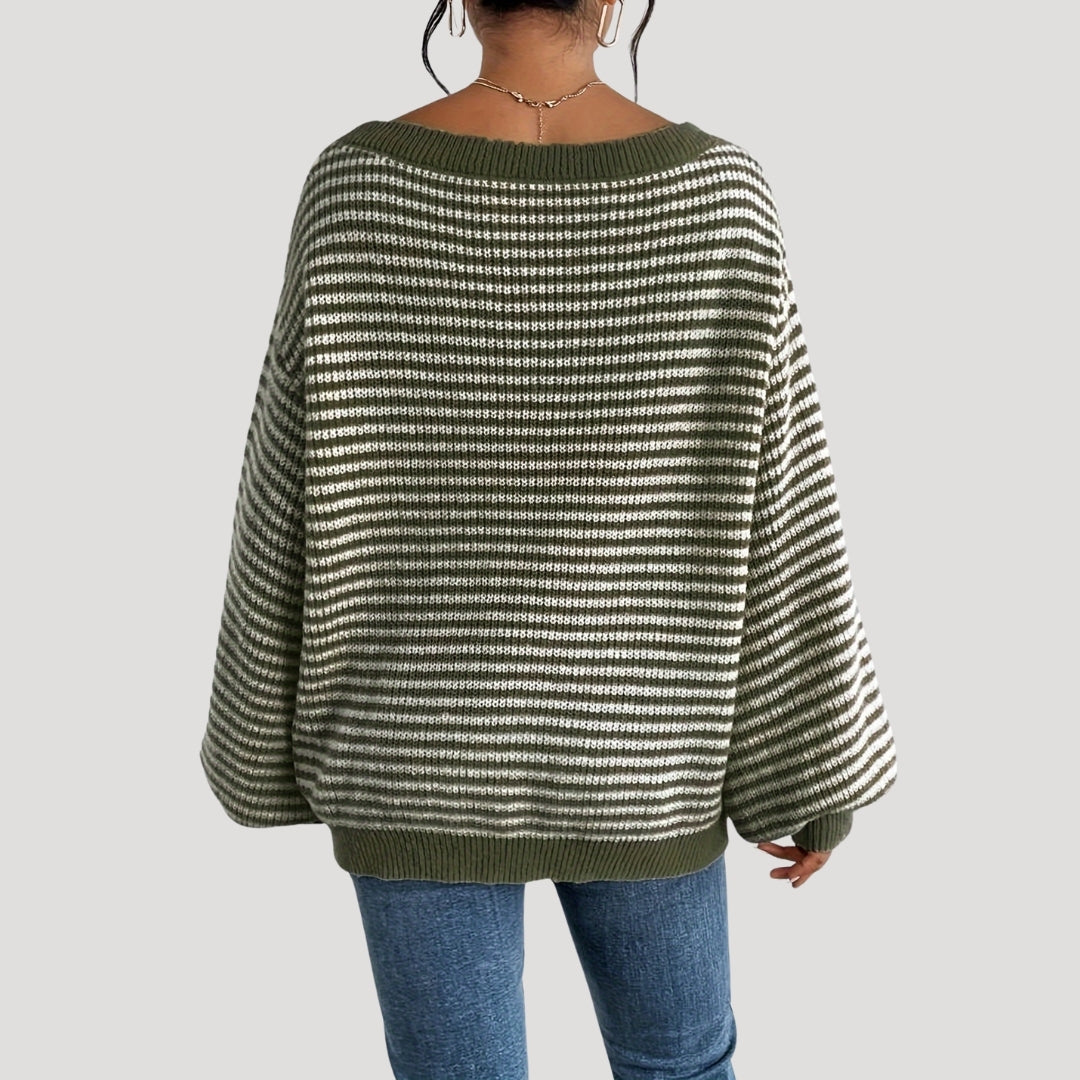 Donna - Maglia a righe fuori misura - Stile morbido