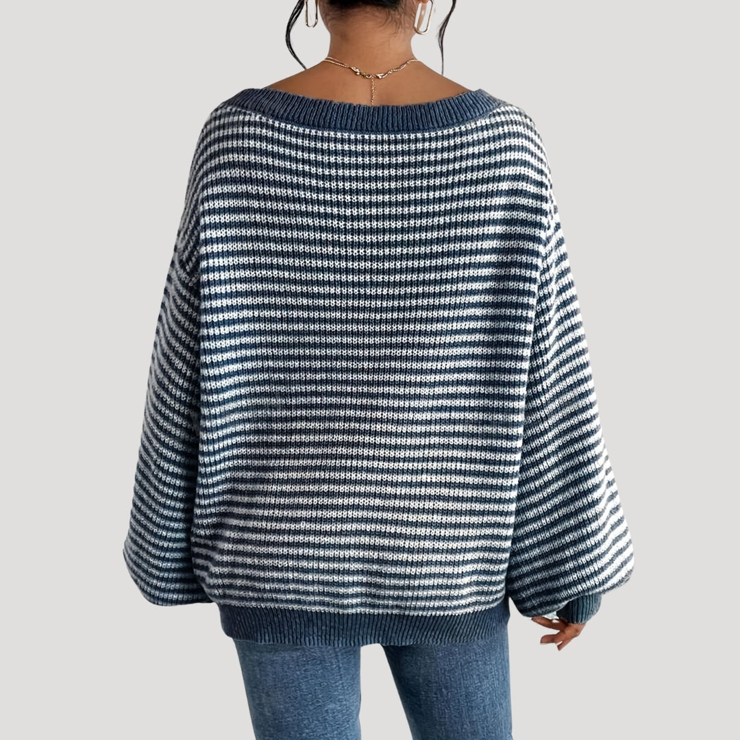 Donna - Maglia a righe fuori misura - Stile morbido