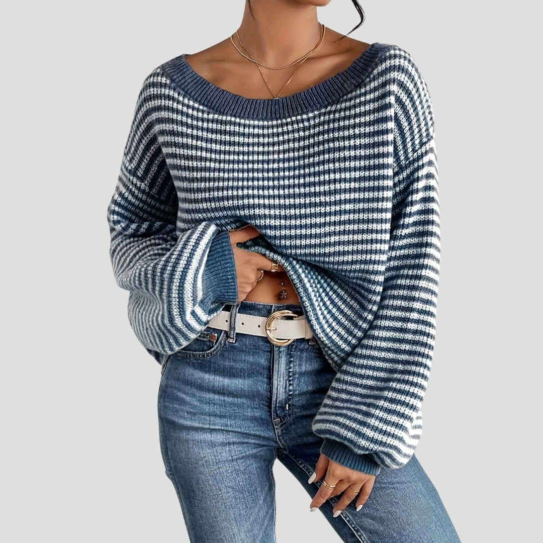 Donna - Maglia a righe fuori misura - Stile morbido