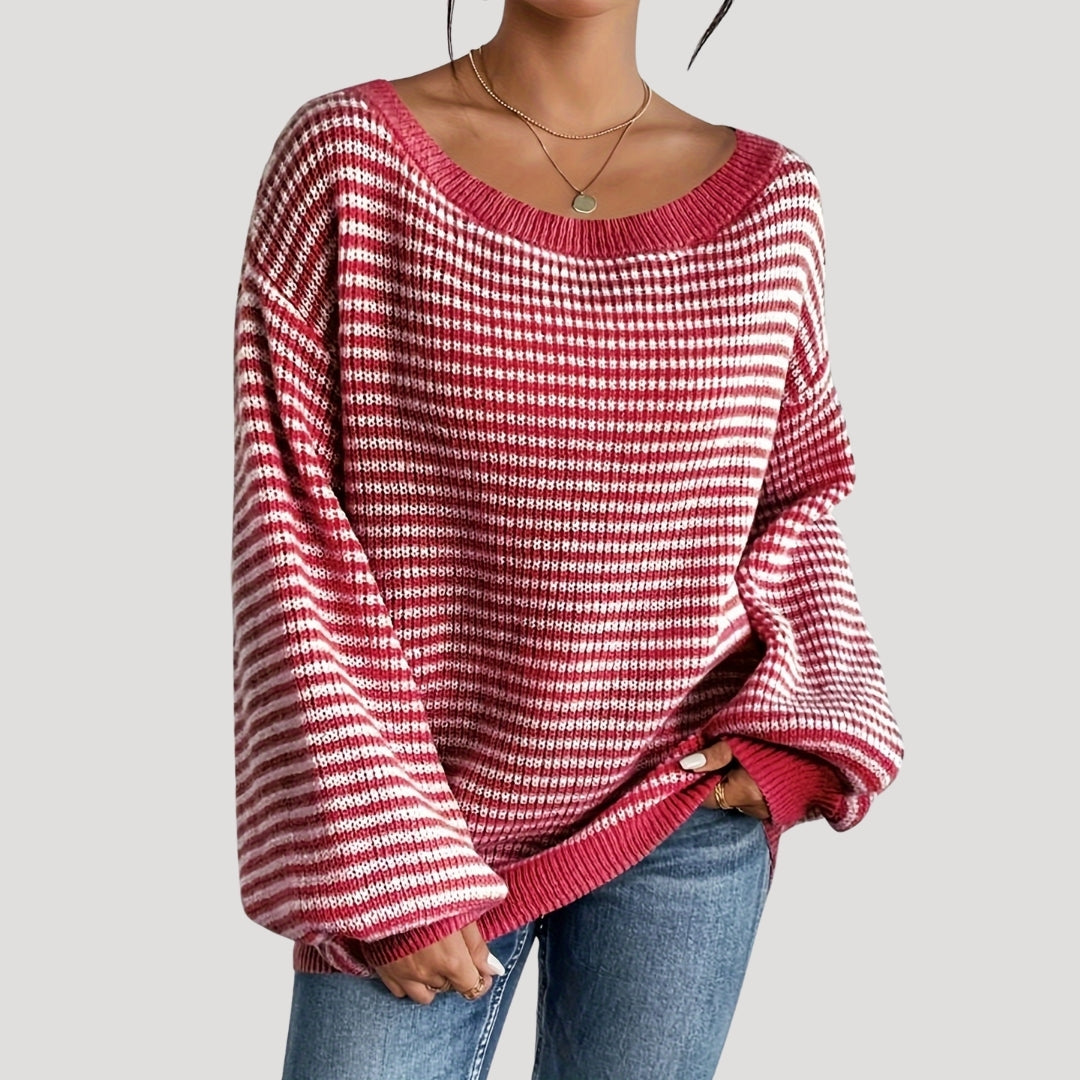 Donna - Maglia a righe fuori misura - Stile morbido