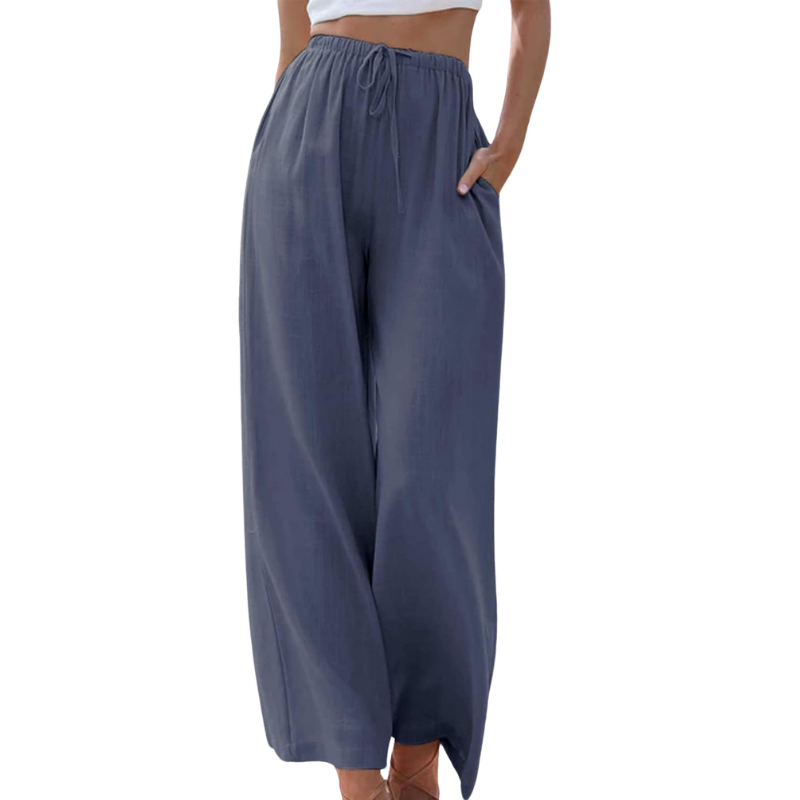Donna - Pantaloni eleganti - Miscela di cotone e lino - Comfort alla moda