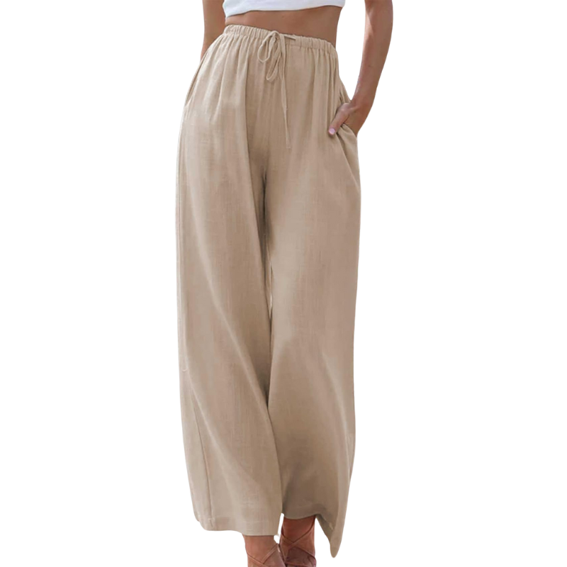 Donna - Pantaloni eleganti - Miscela di cotone e lino - Comfort alla moda