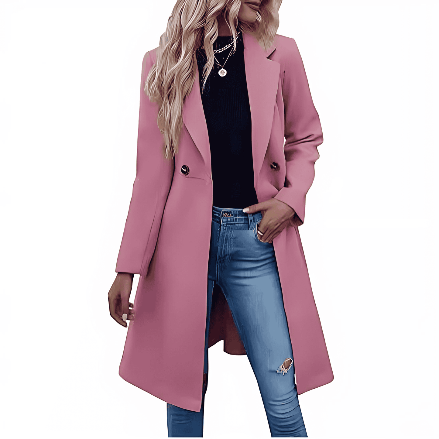 Donna - Cappotto a portafoglio elegante - Abbottonatura doppia