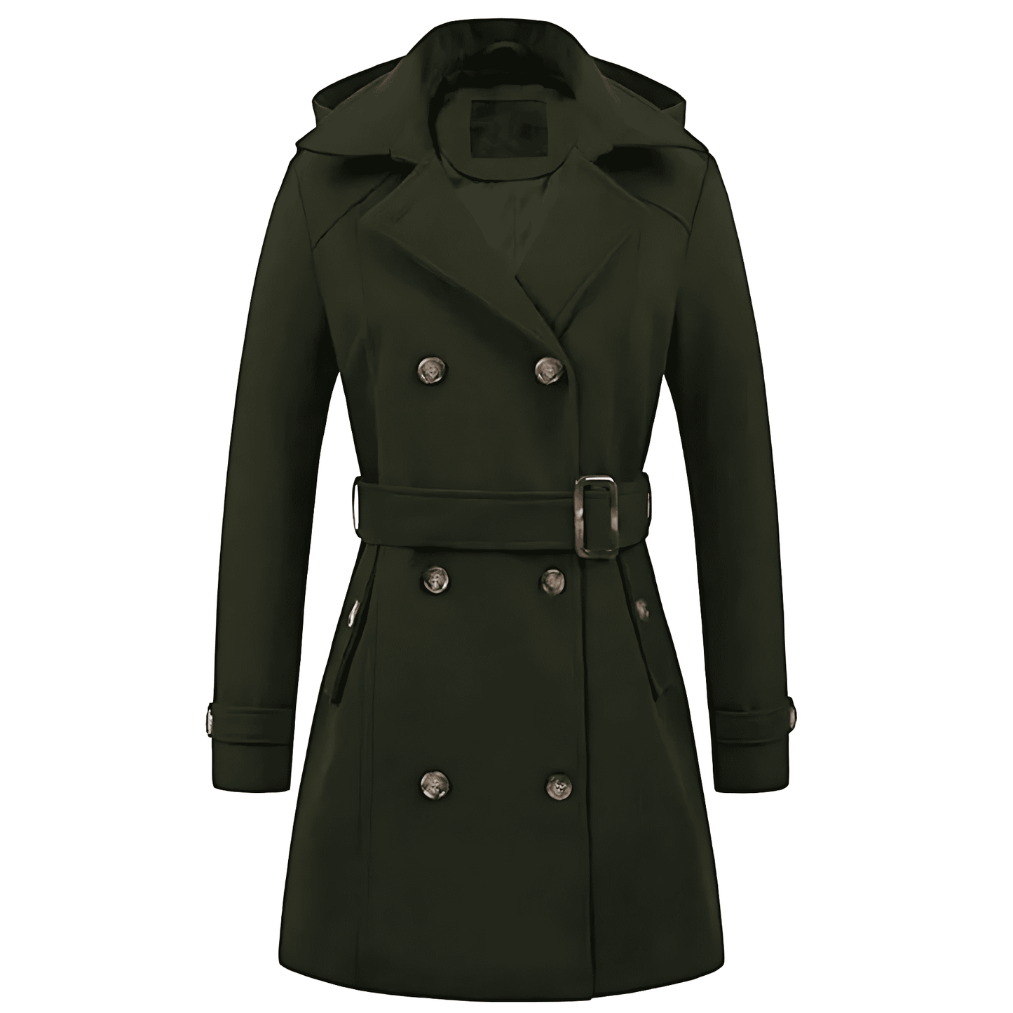 Donna - Cappotto con cappuccio dal taglio sartoriale - Vita con cintura