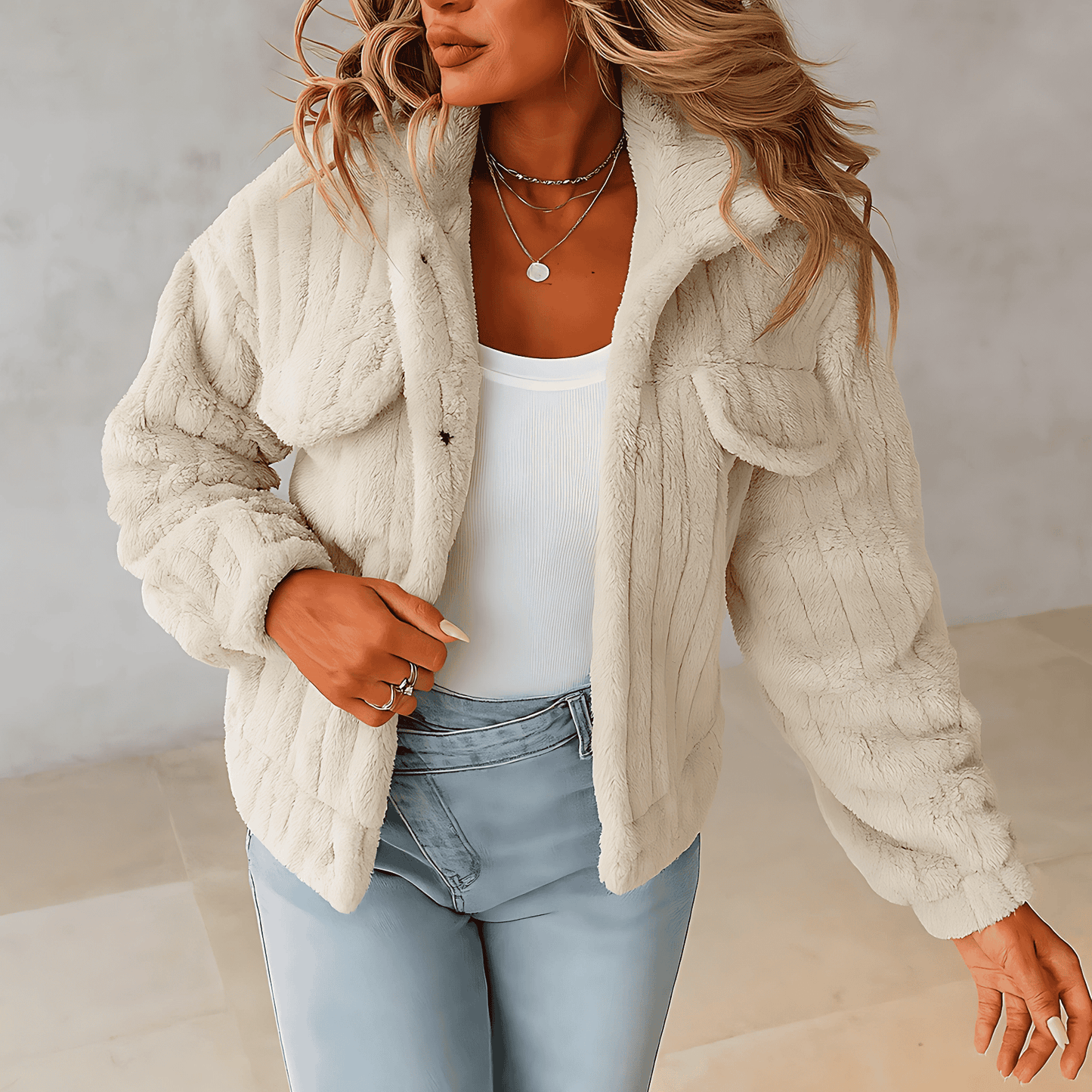 Donna - Cappotto corto e caldo - Stile accogliente