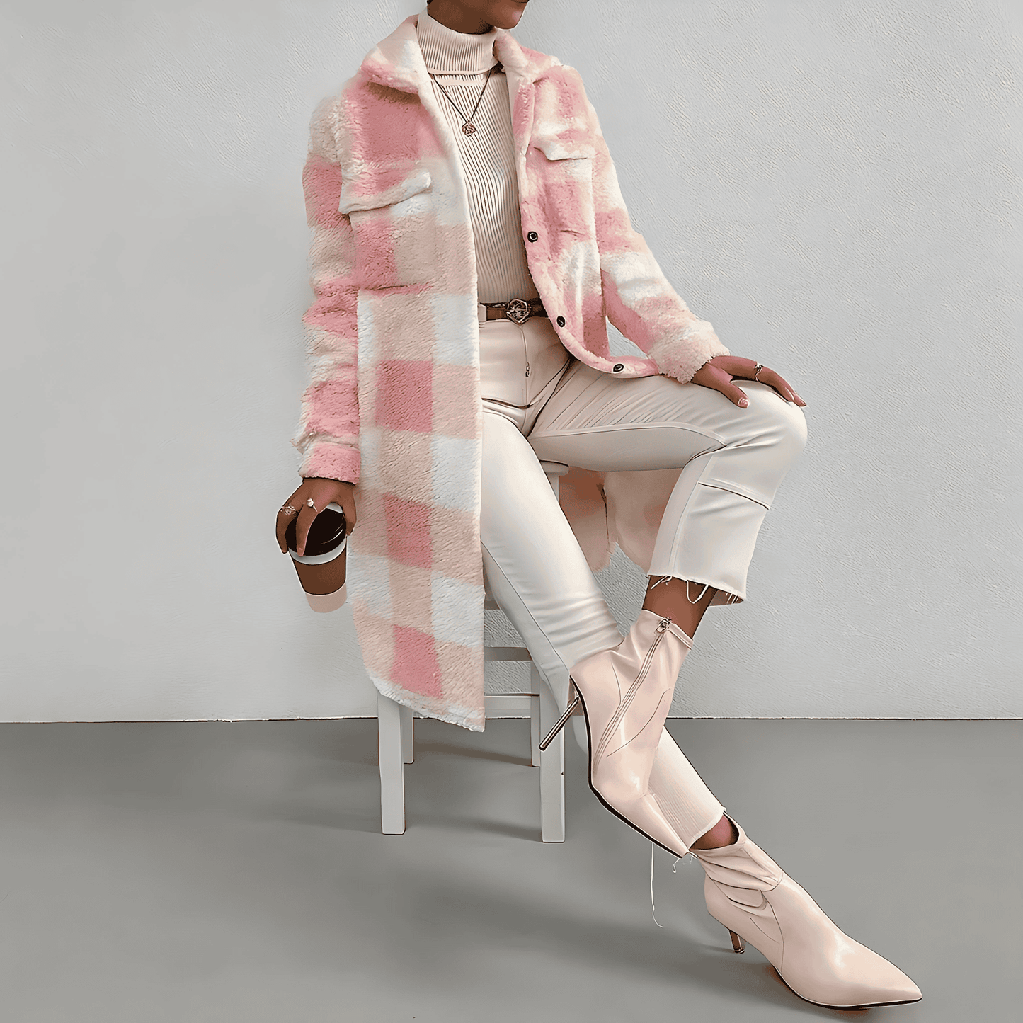 Donna - Cappotto in peluche fuori misura - Accogliente e caldo