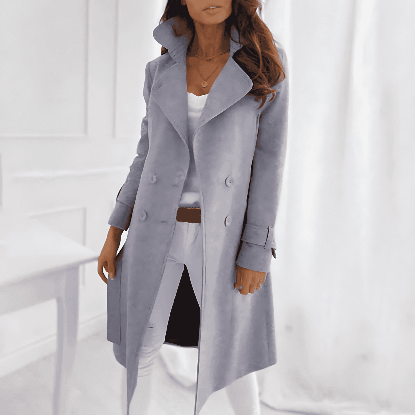 Donna - Cappotto lungo doppiopetto sartoriale - Risvolto strutturato