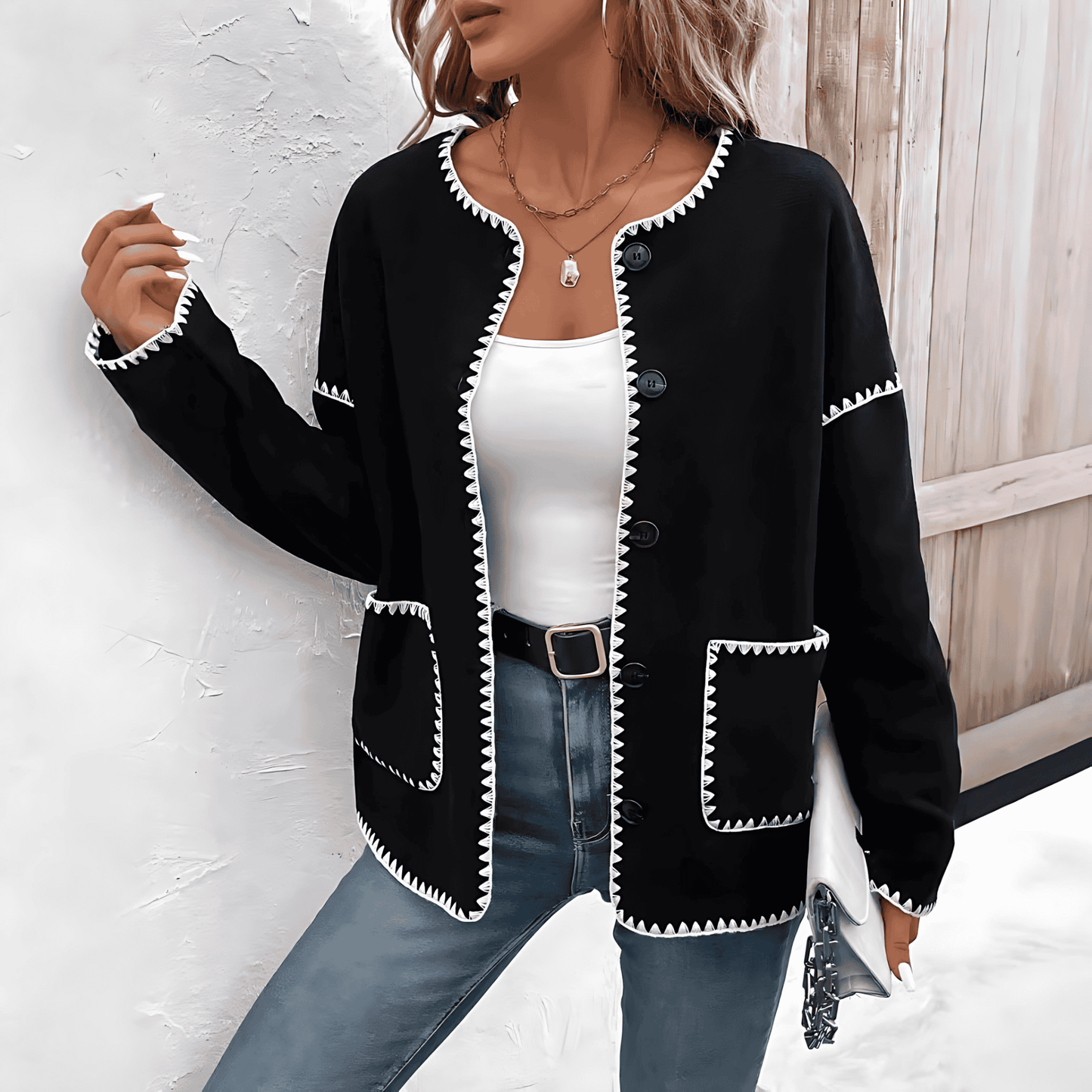 Donna - Cardigan alla moda con tasche
