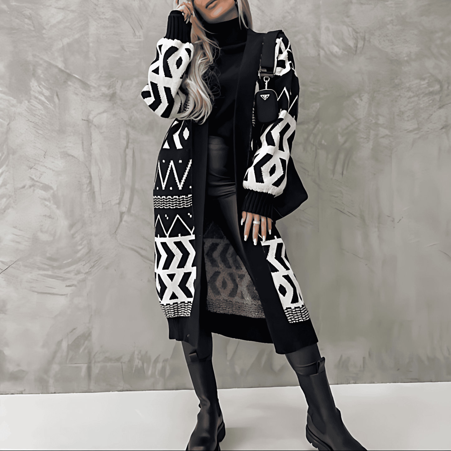Donna - Cardigan a maglia grossa - Modello grafico