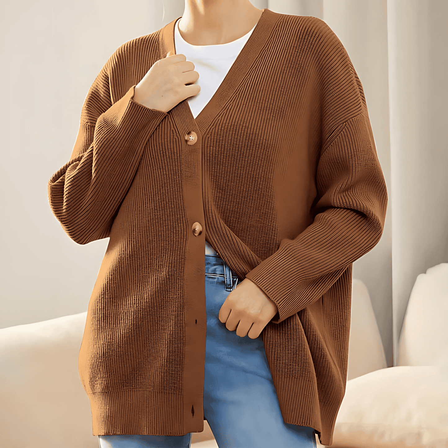 Donna - Cardigan casual lavorato a maglia - Stile autunnale