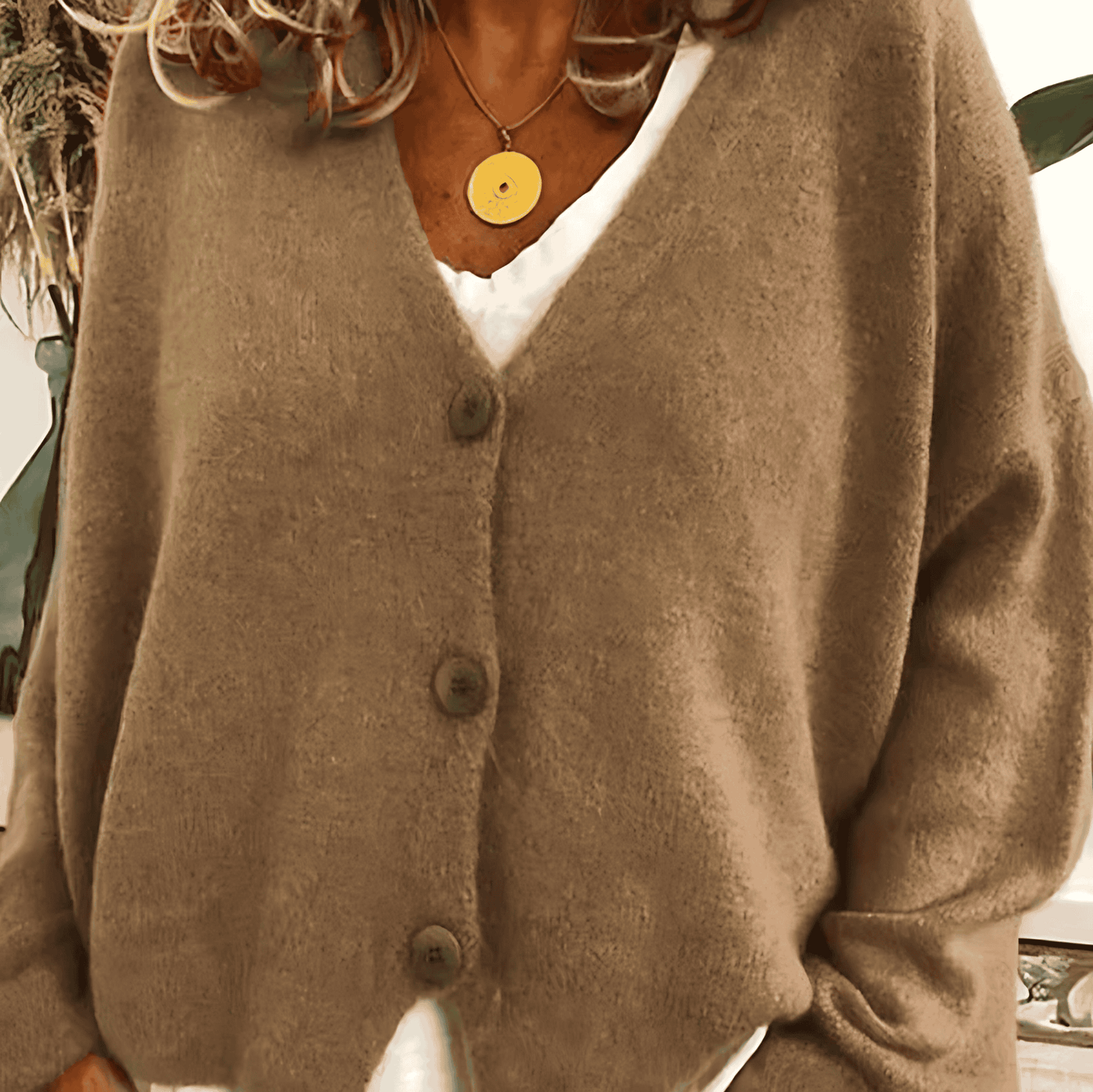 Donna - Cardigan con scollo a V e bottoni sul davanti