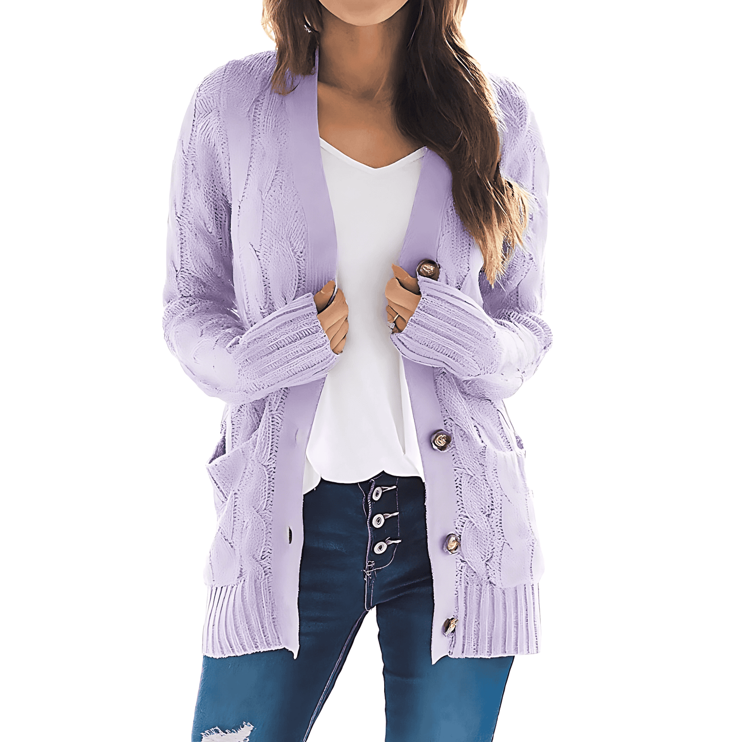 Donna - Cardigan in maglia a coste - Tasche