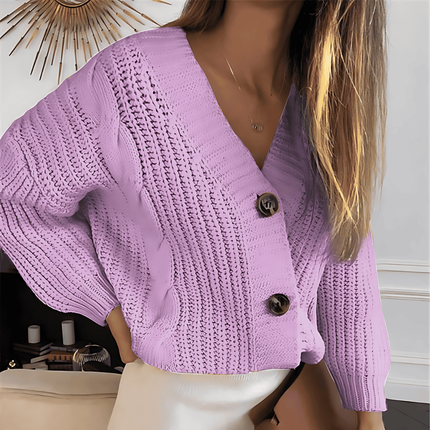 Donna - Cardigan oversize - Bottoni decorativi