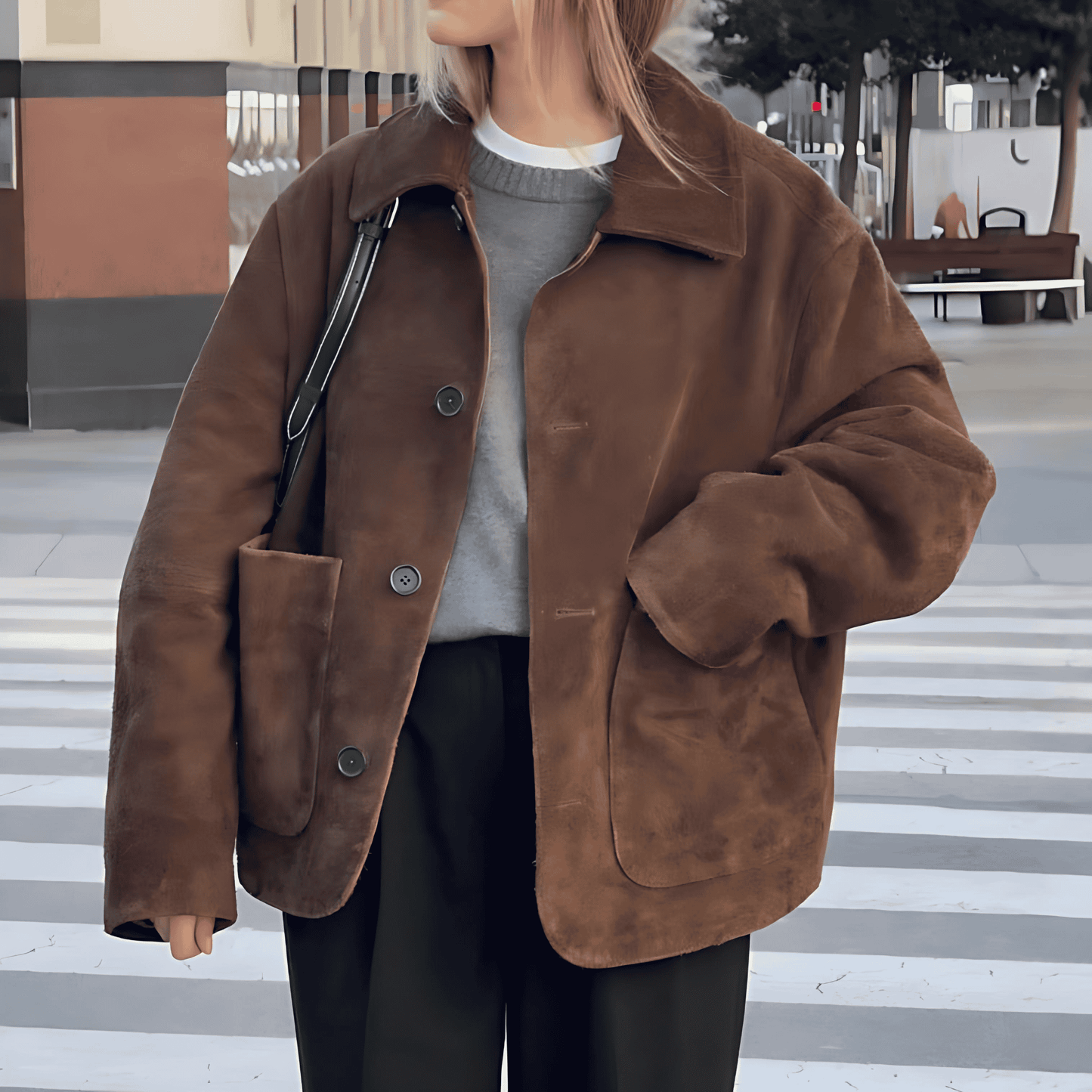 Donna - Giacca Teddy oversize - Chiusura con bottoni