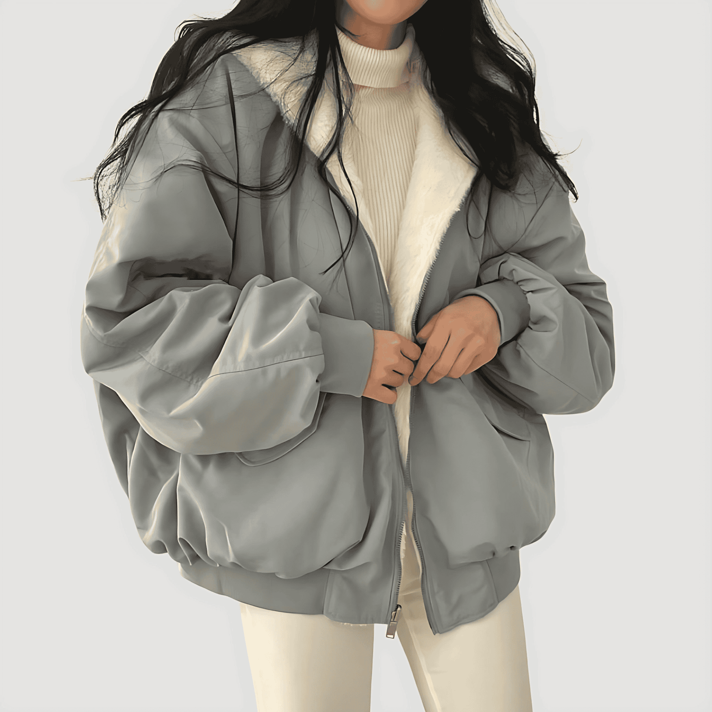Donna - Giacca in pile Sherpa Teddy Coat - Stile invernale