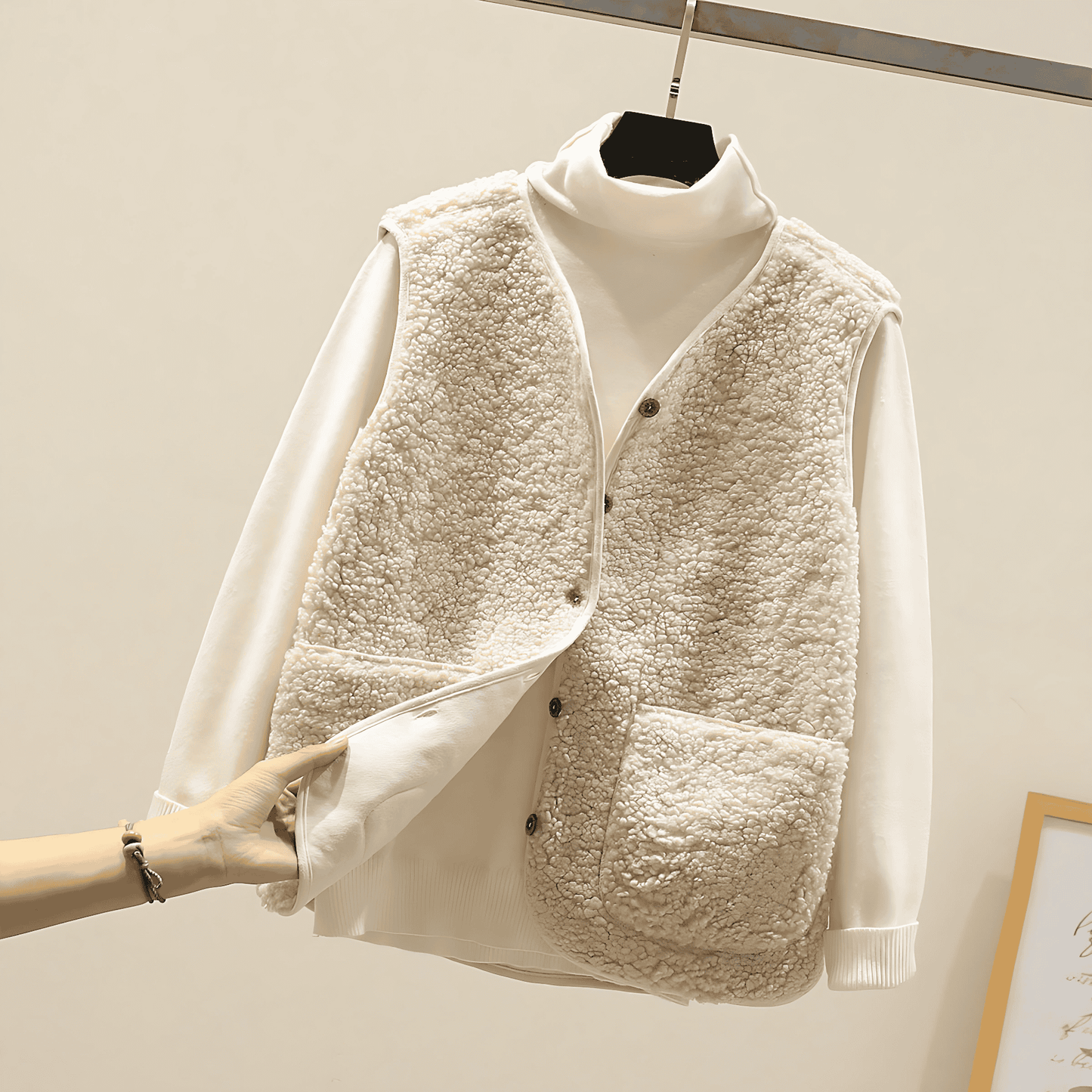 Donna - Gilet in shearling con chiusura a bottoni