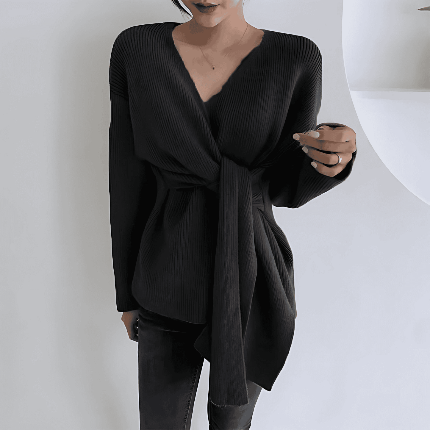 Donna - Maglia a portafoglio casual - Nastri di cravatta trendy