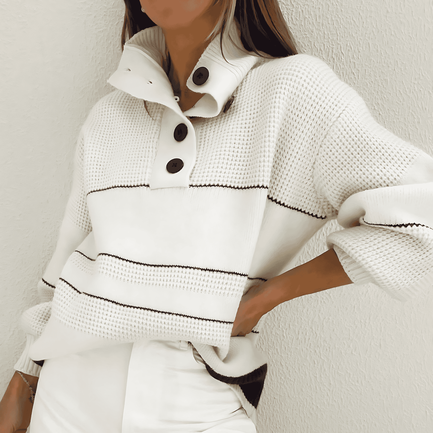 Donna - Maglia con bottoni - Colletto aperto