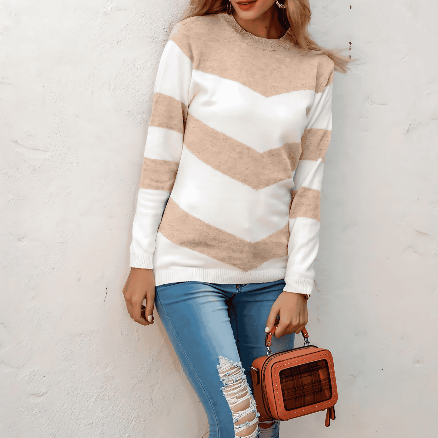 Donna - Maglia con motivo Chevron - Collo rotondo
