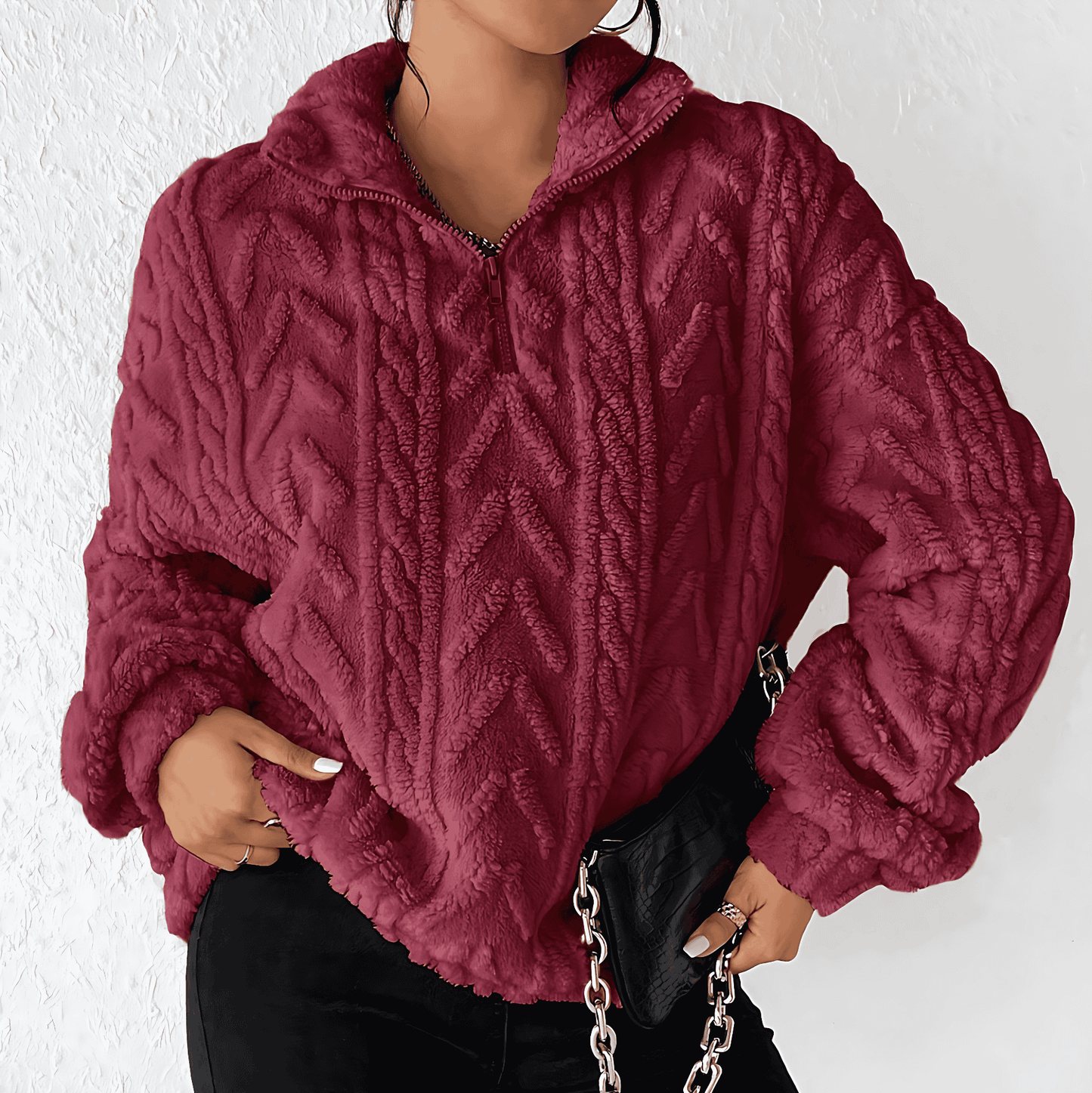 Donna - Maglia in pile con collo alto