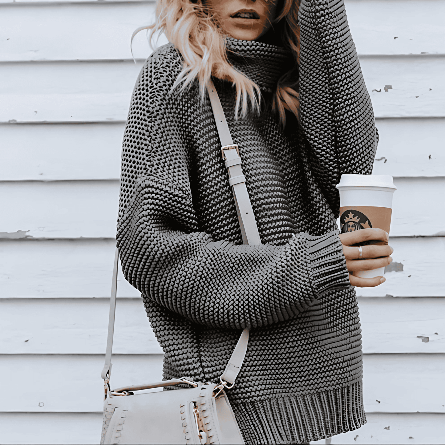 Donna - Maglione a collo alto - Maglia accogliente