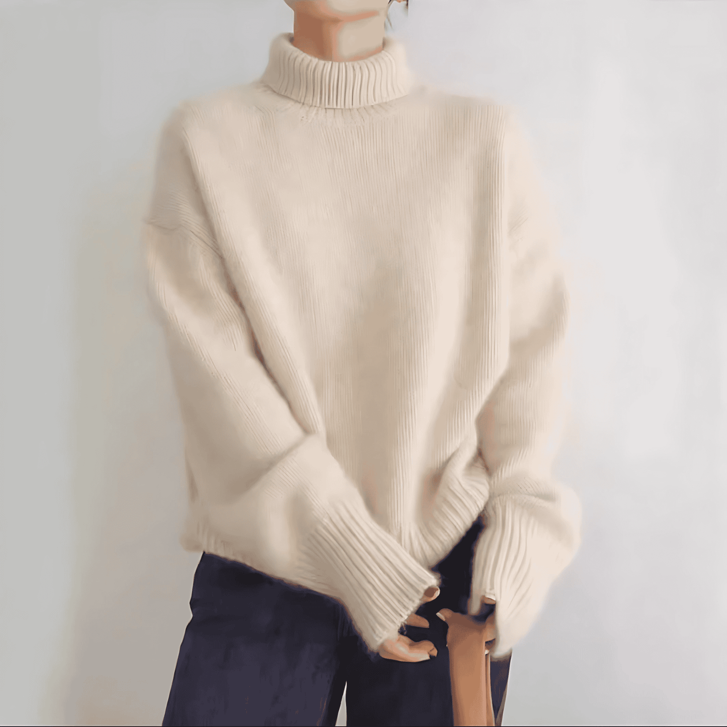 Donna - Maglione a collo alto lavorato a maglia - Vestibilità morbida