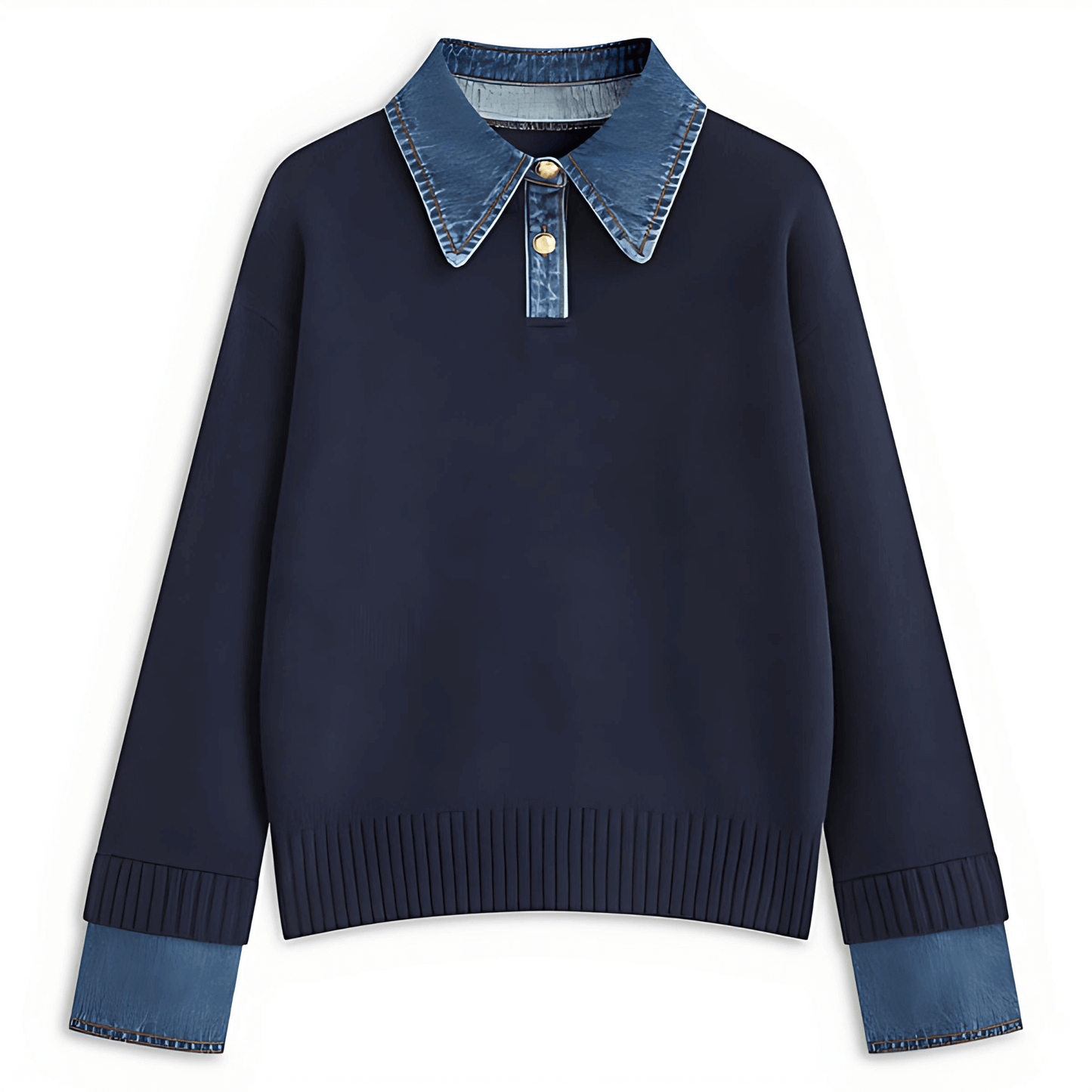 Donna - Maglione a maglia rilassato - Dettagli in denim