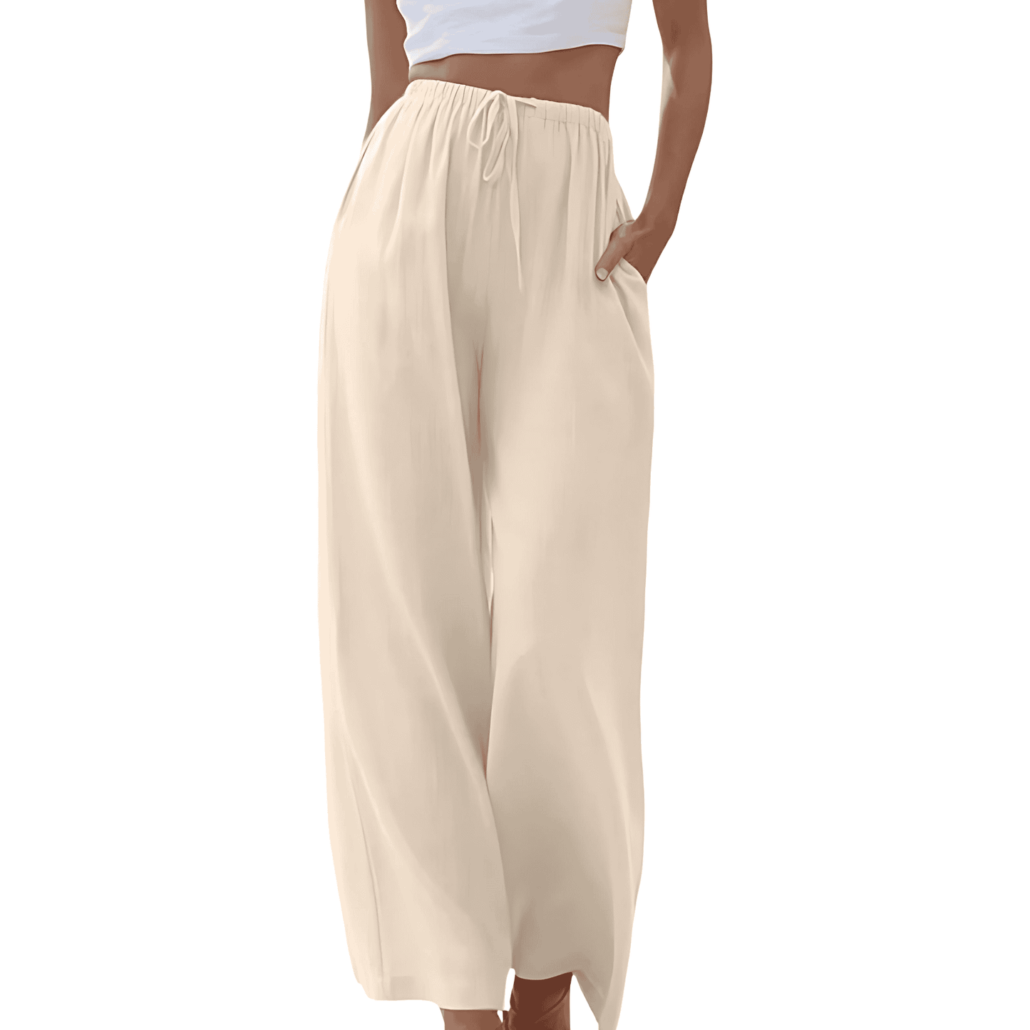 Donna - Pantaloni eleganti - Miscela di cotone e lino - Comfort alla moda