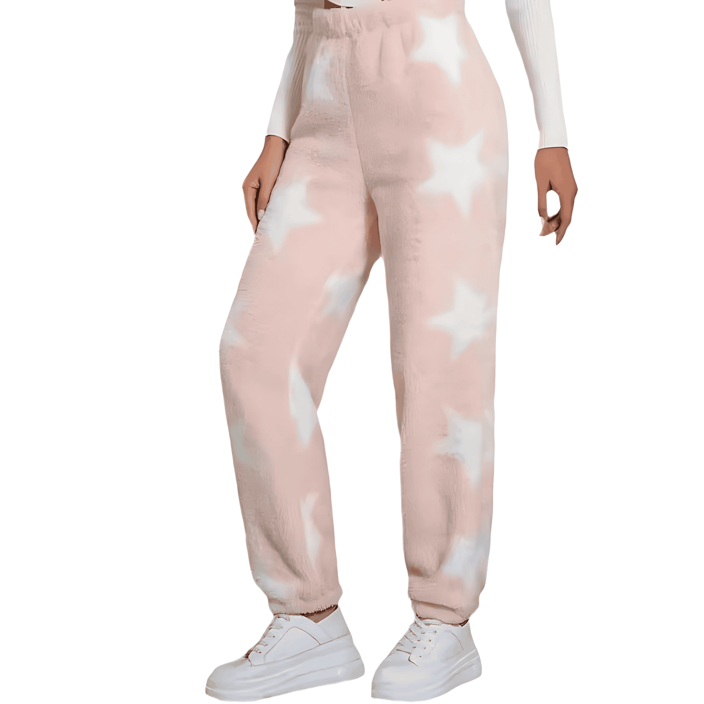 Donna - Pantaloni in pile con stampa accogliente